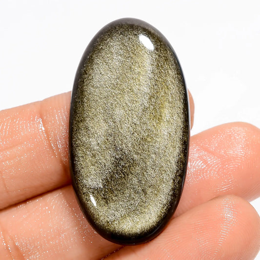 Marvellous Top Grade Quality 100% Natural Golden Sheen Obsidian Oval Shape Cabochon Gemstone For Making Jewelry 34.5 Ct. 37X20X6 mm V-5573