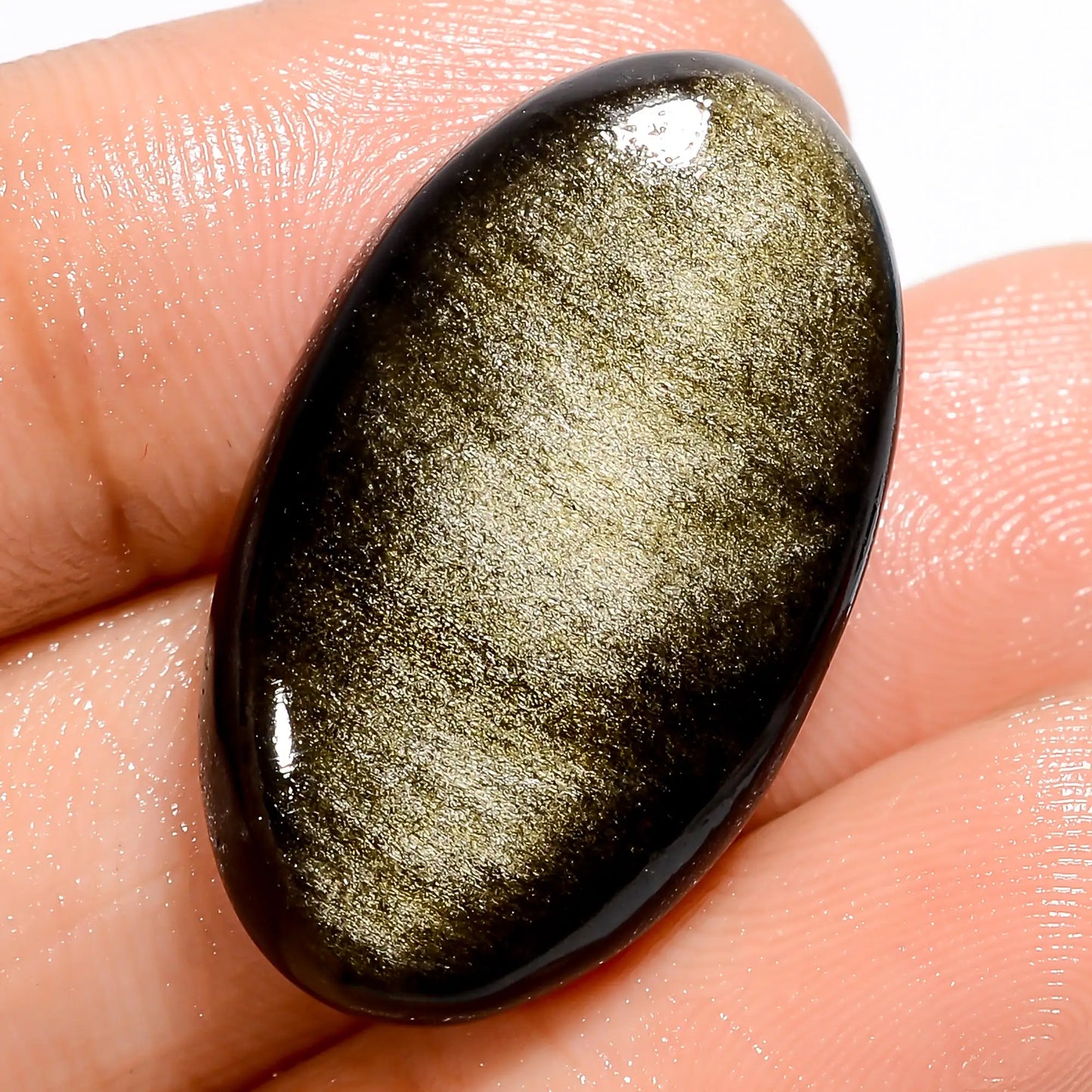 Superb Top Grade Quality 100% Natural Golden Sheen Obsidian Oval Shape Cabochon Loose Gemstone For Making Jewelry 22 Ct. 28X16X6 mm V-5577