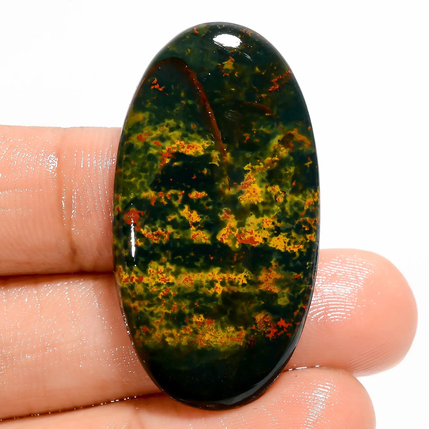 Stunning Top Grade Quality 100% Natural Bloodstone Oval Shape Cabochon Loose Gemstone For Making Jewelry 37.5 Ct. 39X21X5 mm V-5578