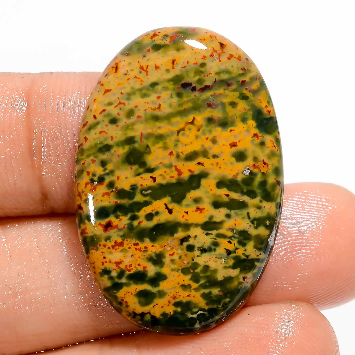 Tempting Top Grade Quality 100% Natural Bloodstone Oval Shape Cabochon Loose Gemstone For Making Jewelry 30 Ct. 31X21X5 mm V-5580