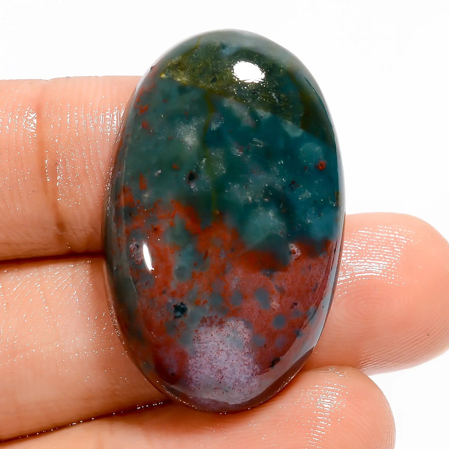 Terrific Top Grade Quality 100% Natural Bloodstone Oval Shape Cabochon Loose Gemstone For Making Jewelry 40.5 Ct. 32X20X7 mm V-5581