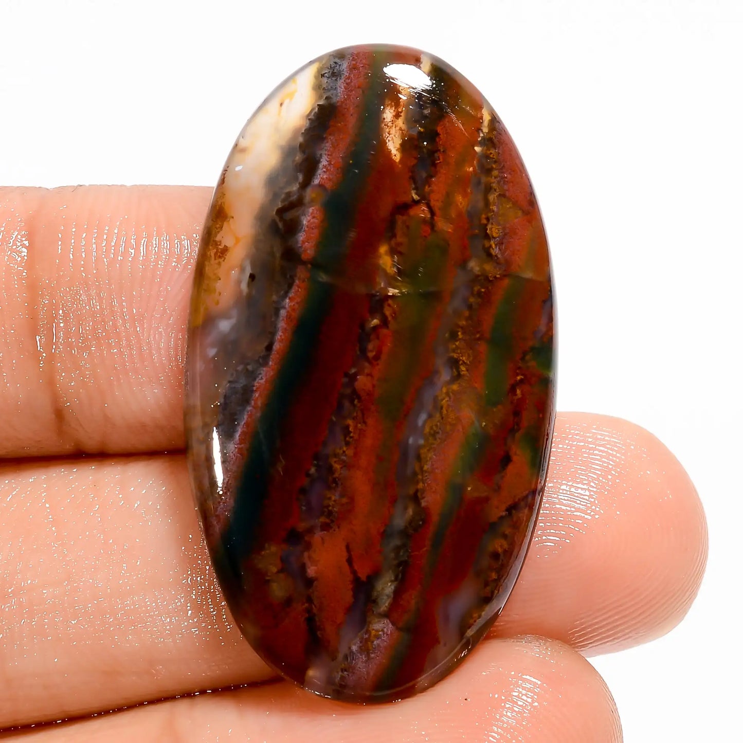 Wonderful Top Grade Quality 100% Natural Bloodstone Oval Shape Cabochon Loose Gemstone For Making Jewelry 30 Ct. 36X20X5 mm V-5583