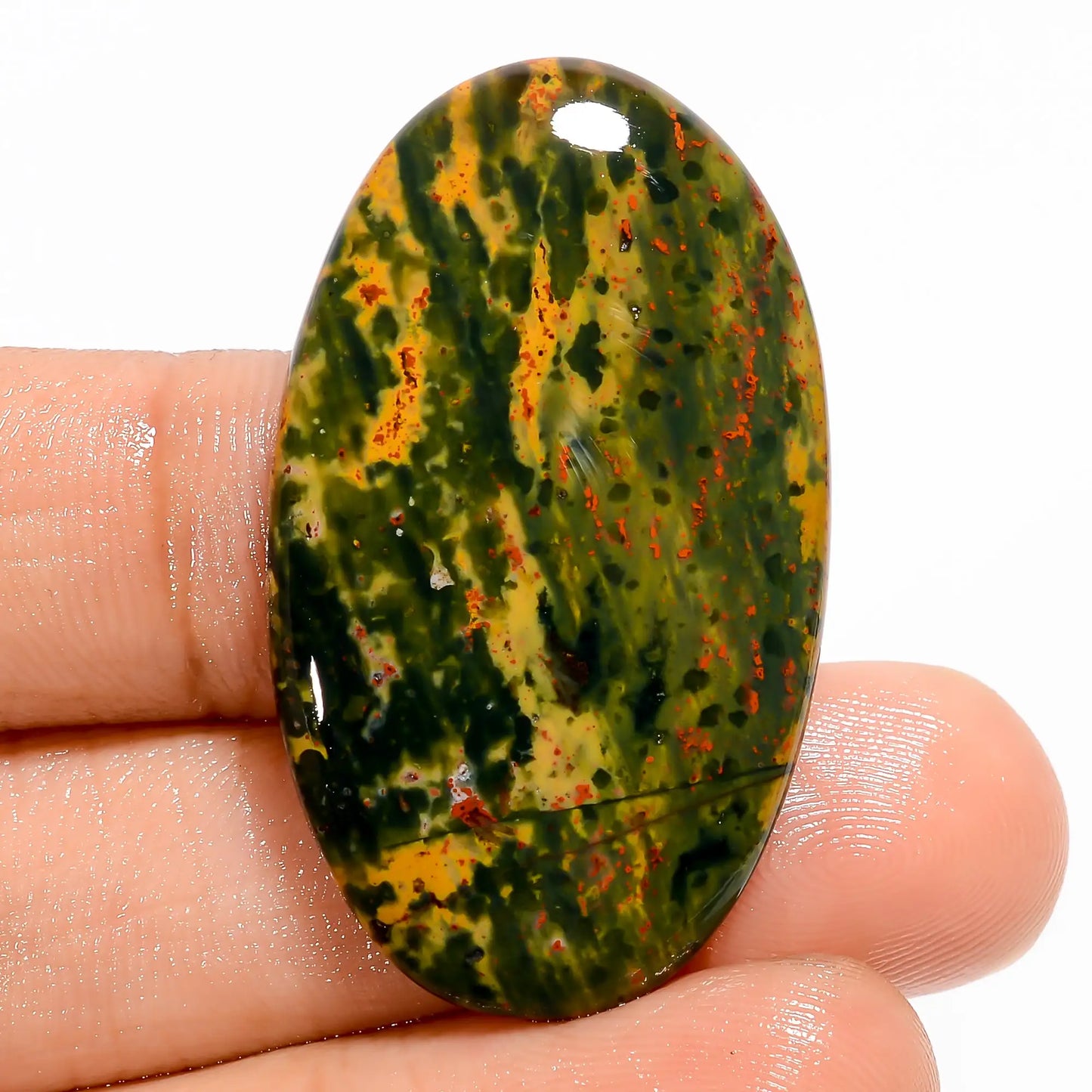 Amazing Top Grade Quality 100% Natural Bloodstone Oval Shape Cabochon Loose Gemstone For Making Jewelry 36.5 Ct. 38X23X5 mm V-5584