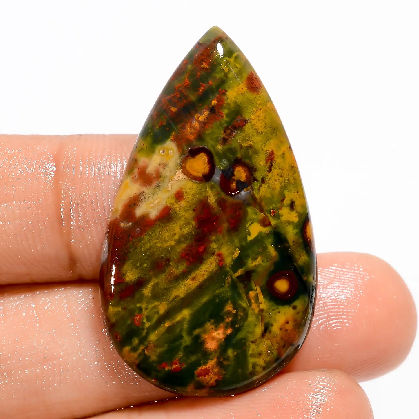 Awesome Top Grade Quality 100% Natural Bloodstone Pear Shape Cabochon Loose Gemstone For Making Jewelry 32 Ct. 37X22X5 mm V-5588