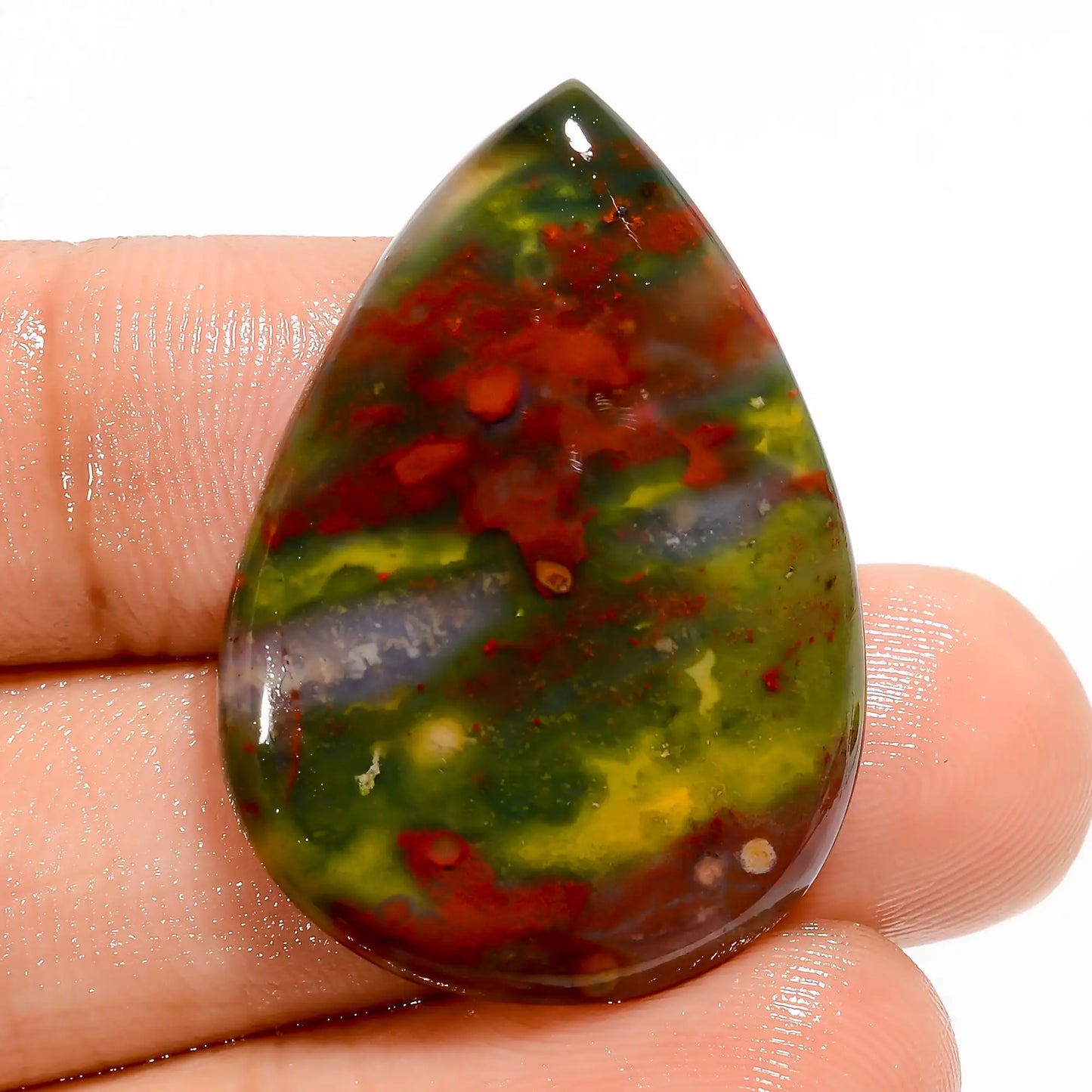 Classic Top Grade Quality 100% Natural Bloodstone Pear Shape Cabochon Loose Gemstone For Making Jewelry 27 Ct. 32X22X5 mm V-5590