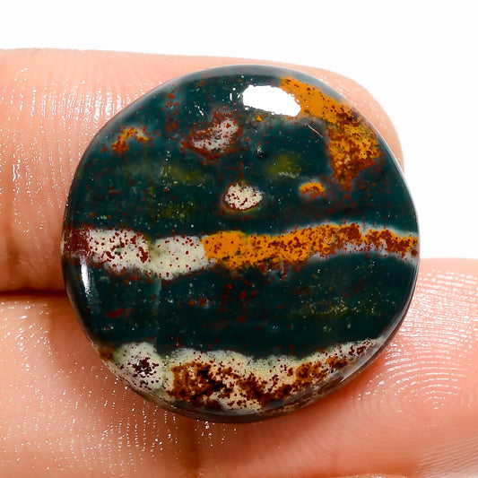 Excellent Top Grade Quality 100% Natural Bloodstone Round Shape Cabochon Loose Gemstone For Making Jewelry 19 Ct. 21X21X5 mm V-5592