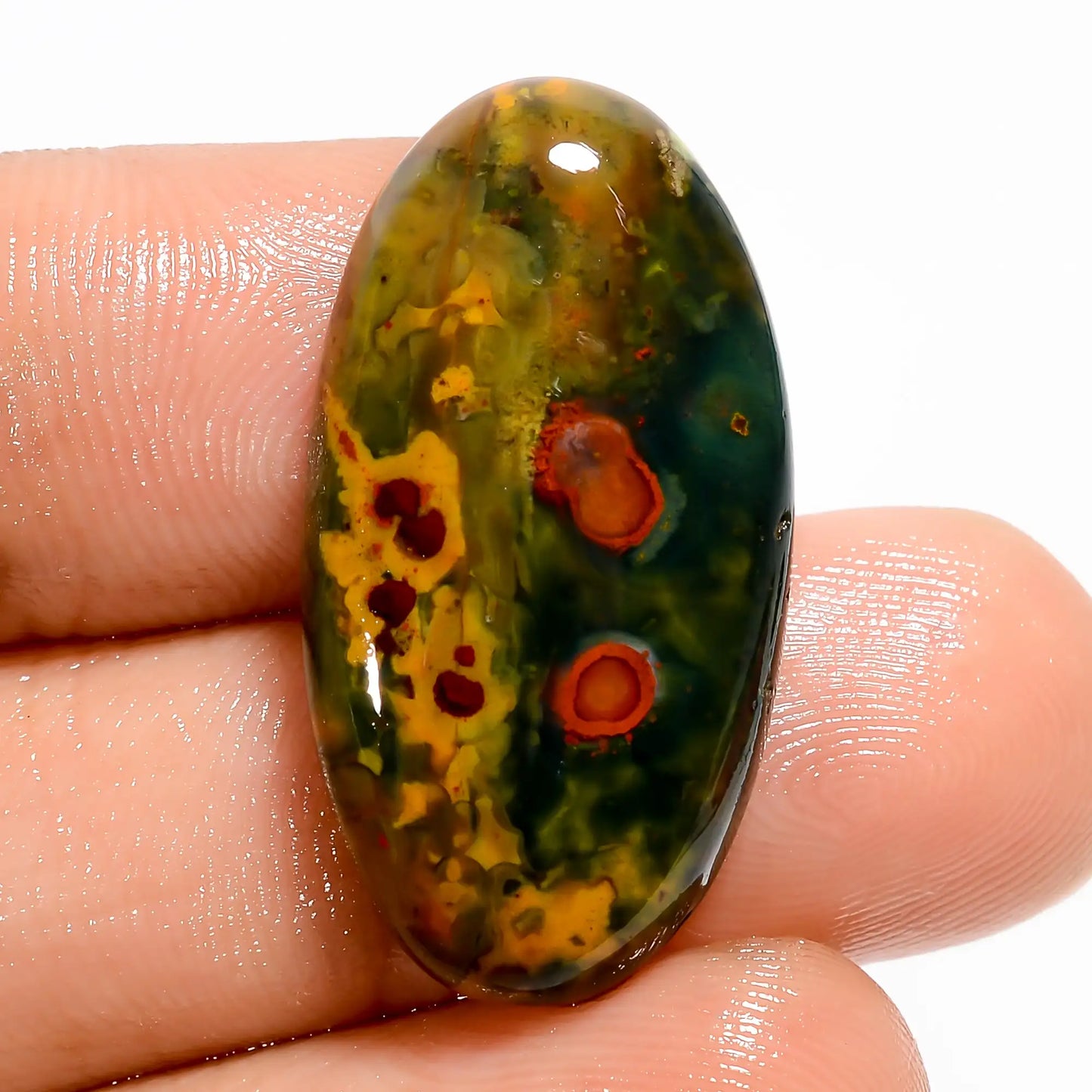 Elegant Top Grade Quality 100% Natural Bloodstone Oval Shape Cabochon Loose Gemstone For Making Jewelry 19 Ct. 28X14X5 mm V-5594