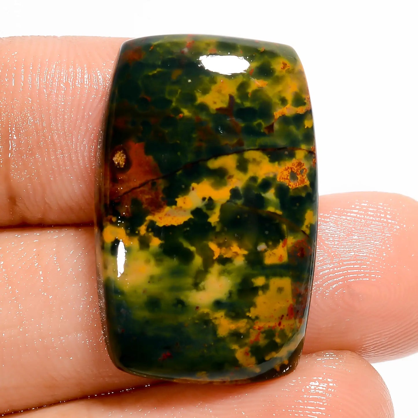 Fantastic Top Grade Quality 100% Natural Bloodstone Radiant Shape Cabochon Loose Gemstone For Making Jewelry 25 Ct. 27X17X5 mm V-5595