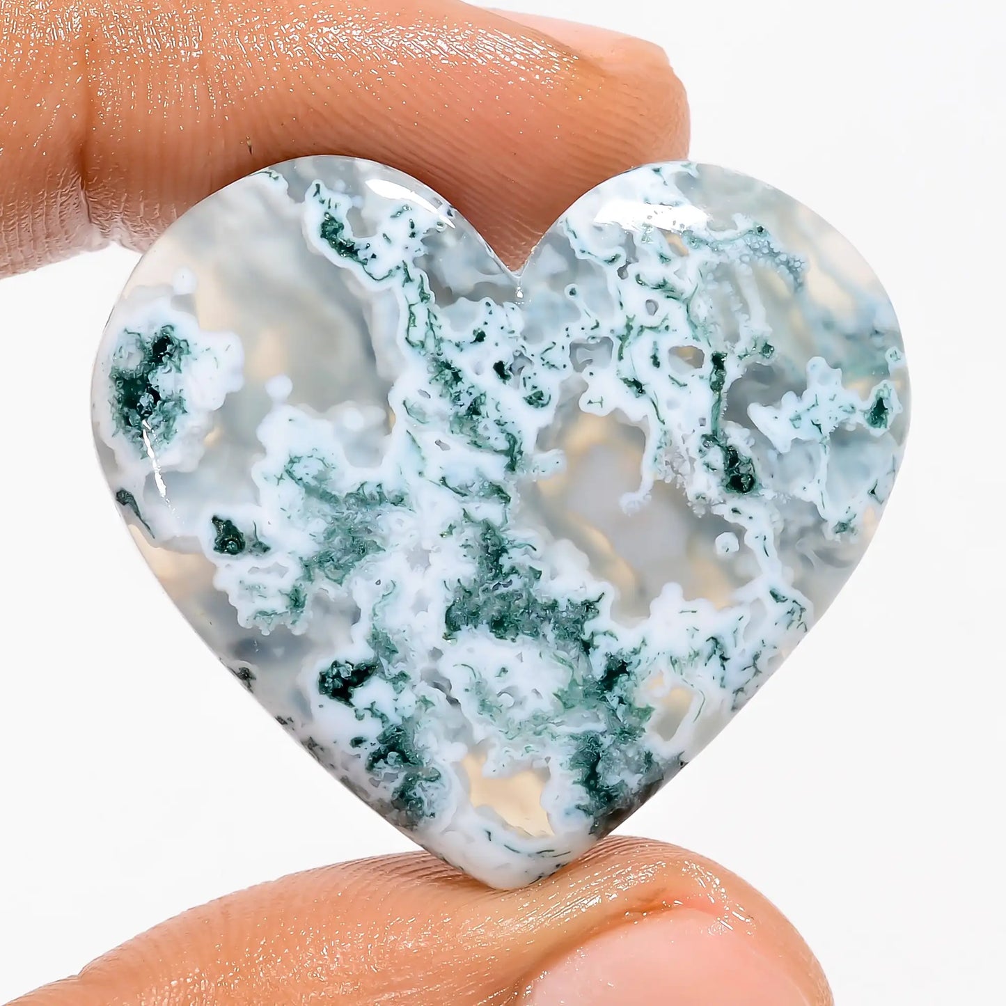 Fantastic Top Grade Quality 100% Natural Moss Agate Heart Shape Cabochon Loose Gemstone For Making Jewelry 40 Ct. 29X32X5 mm V-5611