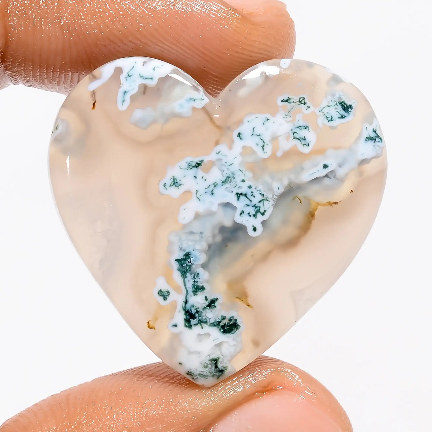 Incredible Top Grade Quality 100% Natural Moss Agate Heart Shape Cabochon Loose Gemstone For Making Jewelry 32 Ct. 27X28X5 mm V-5614