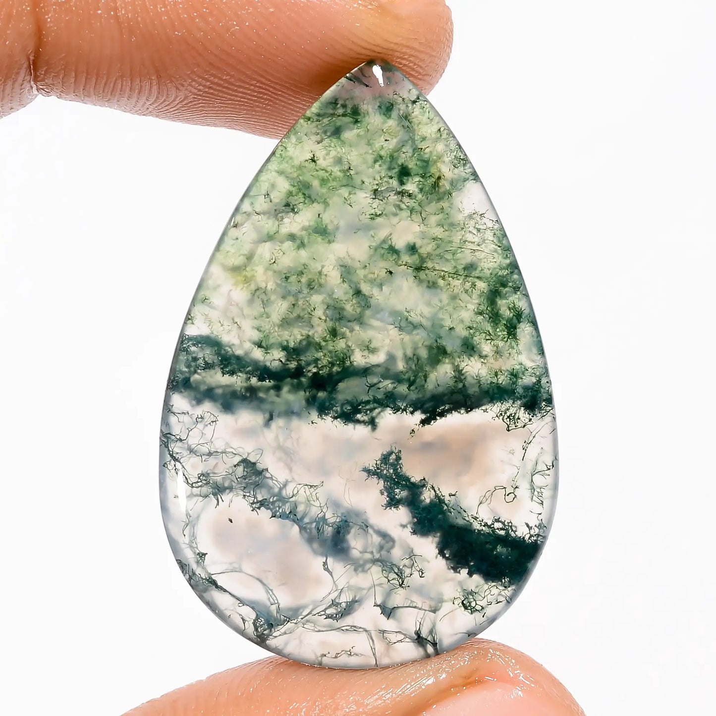 Amazing Top Grade Quality 100% Natural Moss Agate Pear Shape Cabochon Loose Gemstone For Making Jewelry 24 Ct. 35X23X4 mm V-5628