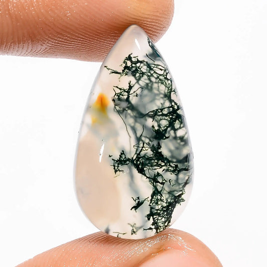 Elegant Top Grade Quality 100% Natural Moss Agate Pear Shape Cabochon Loose Gemstone For Making Jewelry 16 Ct. 25X14X5 mm V-5636