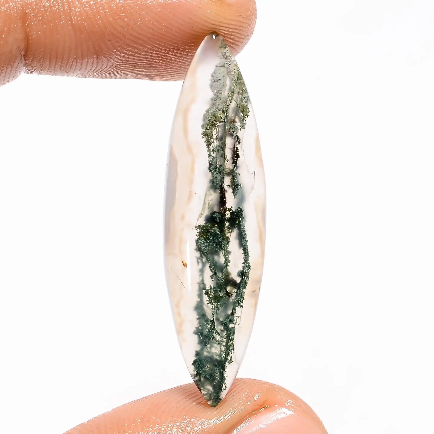 Wonderful Top Grade Quality 100% Natural Moss Agate Marquise Shape Cabochon Loose Gemstone For Making Jewelry 12.5 Ct. 37X10X4 mm V-5641