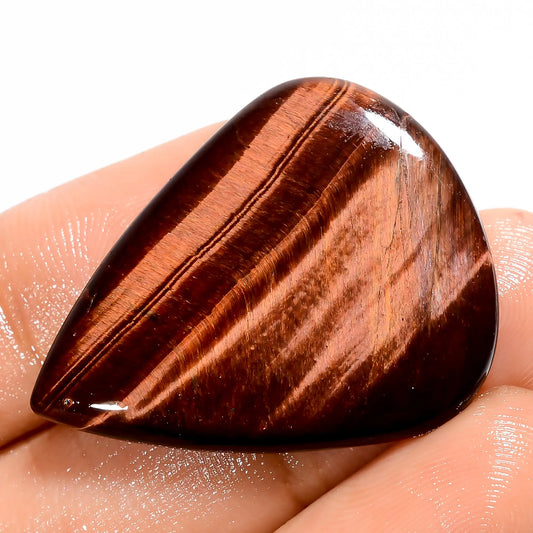 Dazzling Top Grade Quality 100% Natural Red Tiger Eye Pear Shape Cabochon Loose Gemstone For Making Jewelry 25 Ct. 32X25X4 mm V-5649