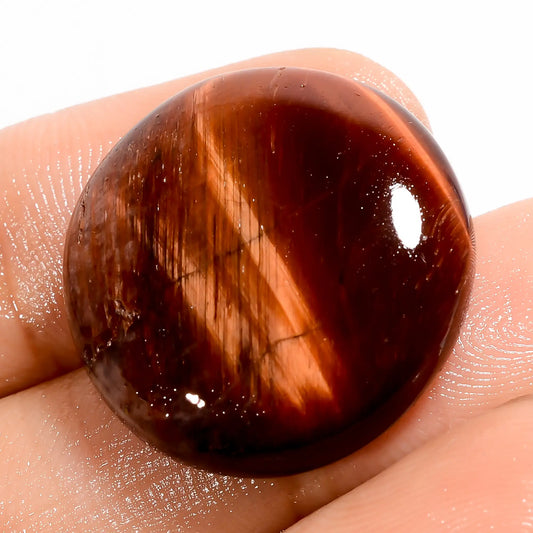 Incredible Top Grade Quality 100% Natural Red Tiger Eye Round Shape Cabochon Loose Gemstone For Making Jewelry 25 Ct. 22X22X5 mm V-5656