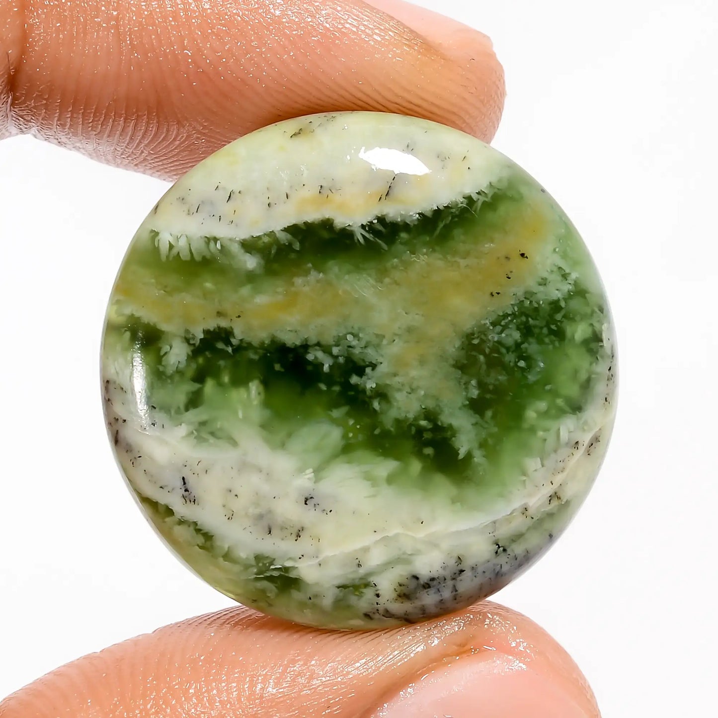 Supreme Top Grade Quality 100% Natural Serpentine Round Shape Cabochon Loose Gemstone For Making Jewelry 31 Ct. 25X25X5 mm V-5663