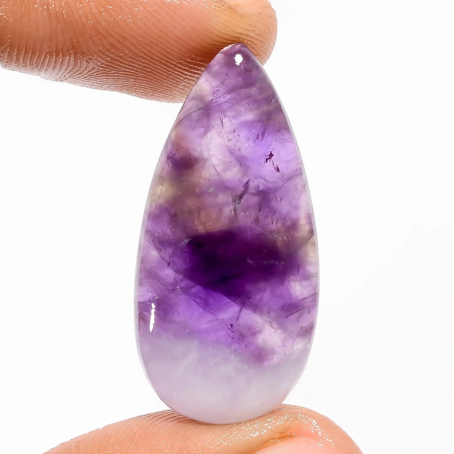 Amazing Top Grade Quality 100% Natural Chevron Amethyst Pear Shape Cabochon Loose Gemstone For Making Jewelry 19 Ct. 31X15X5 mm V-5668