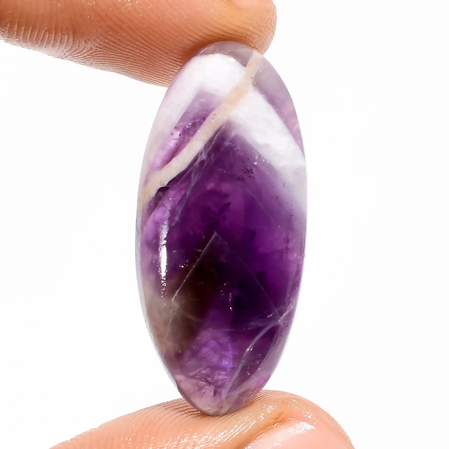 Wonderful Top Grade Quality 100% Natural Chevron Amethyst Oval Shape Cabochon Loose Gemstone For Making Jewelry 23 Ct. 32X15X5 mm V-5669