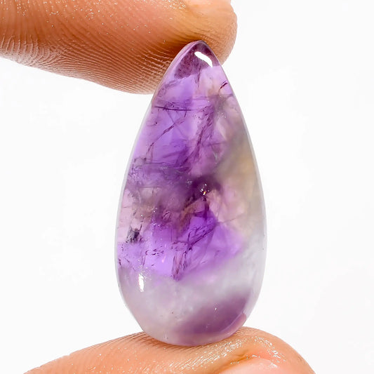 Amazing Top Grade Quality 100% Natural Chevron Amethyst Pear Shape Cabochon Loose Gemstone For Making Jewelry 13.5 Ct. 26X13X5 mm V-5670