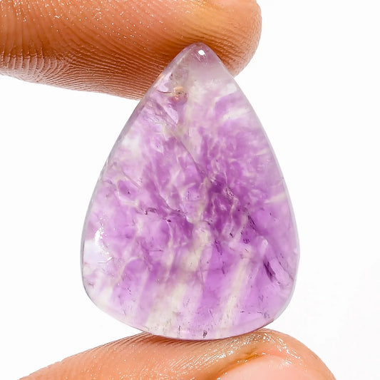 Attractive Top Grade Quality 100% Natural Chevron Amethyst Pear Shape Cabochon Loose Gemstone For Making Jewelry 14 Ct. 24X17X4 mm V-5671