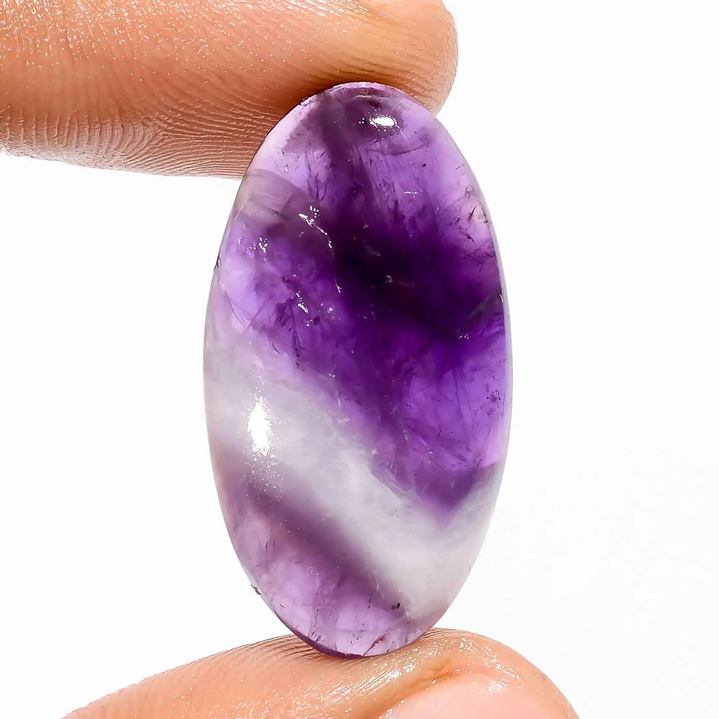 Awesome Top Grade Quality 100% Natural Chevron Amethyst Oval Shape Cabochon Loose Gemstone For Making Jewelry 21 Ct. 28X15X5 mm V-5672