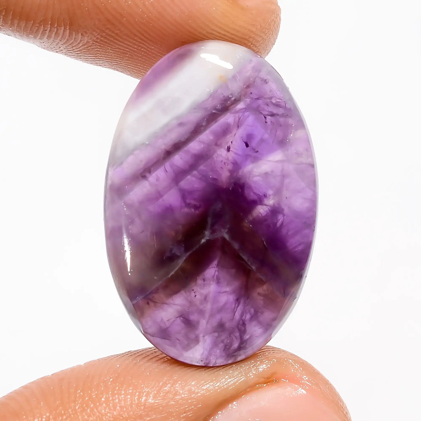 Beautiful Top Grade Quality 100% Natural Chevron Amethyst Oval Shape Cabochon Loose Gemstone For Making Jewelry 18 Ct. 26X17X4 mm V-5673