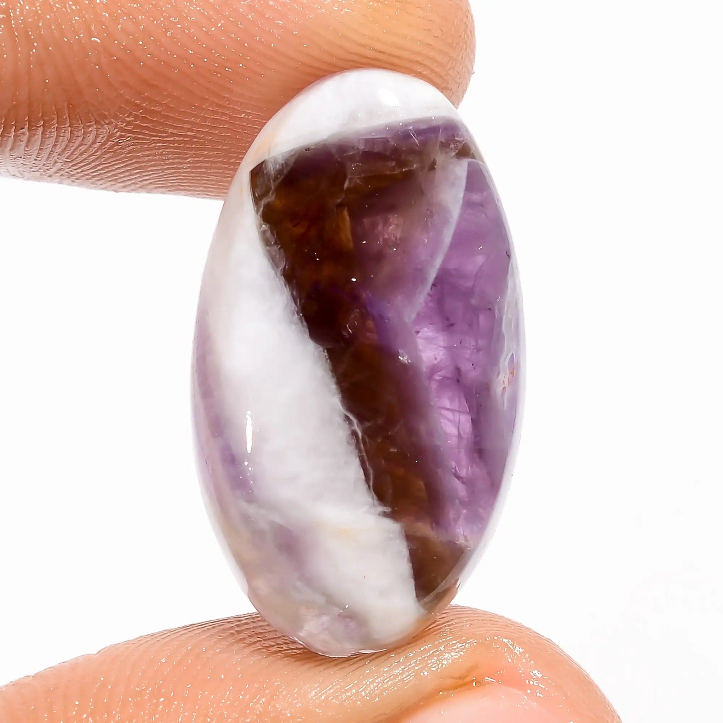 Dazzling Top Grade Quality 100% Natural Chevron Amethyst Oval Shape Cabochon Loose Gemstone For Making Jewelry 15.5 Ct. 24X13X5 mm V-5675