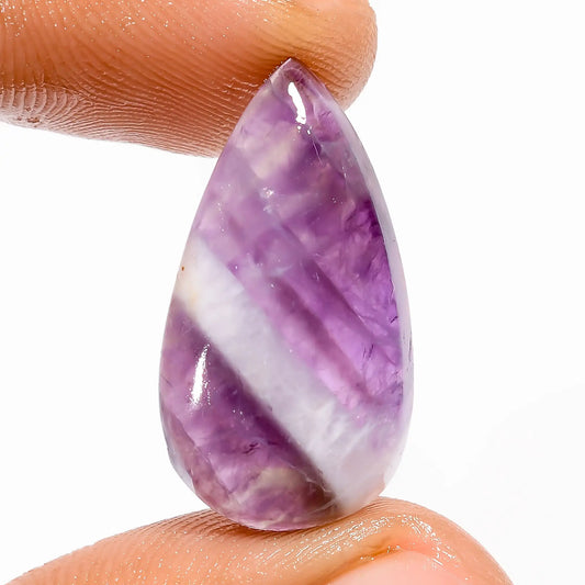 Elegant Top Grade Quality 100% Natural Chevron Amethyst Pear Shape Cabochon Loose Gemstone For Making Jewelry 12 Ct. 24X13X5 mm V-5678