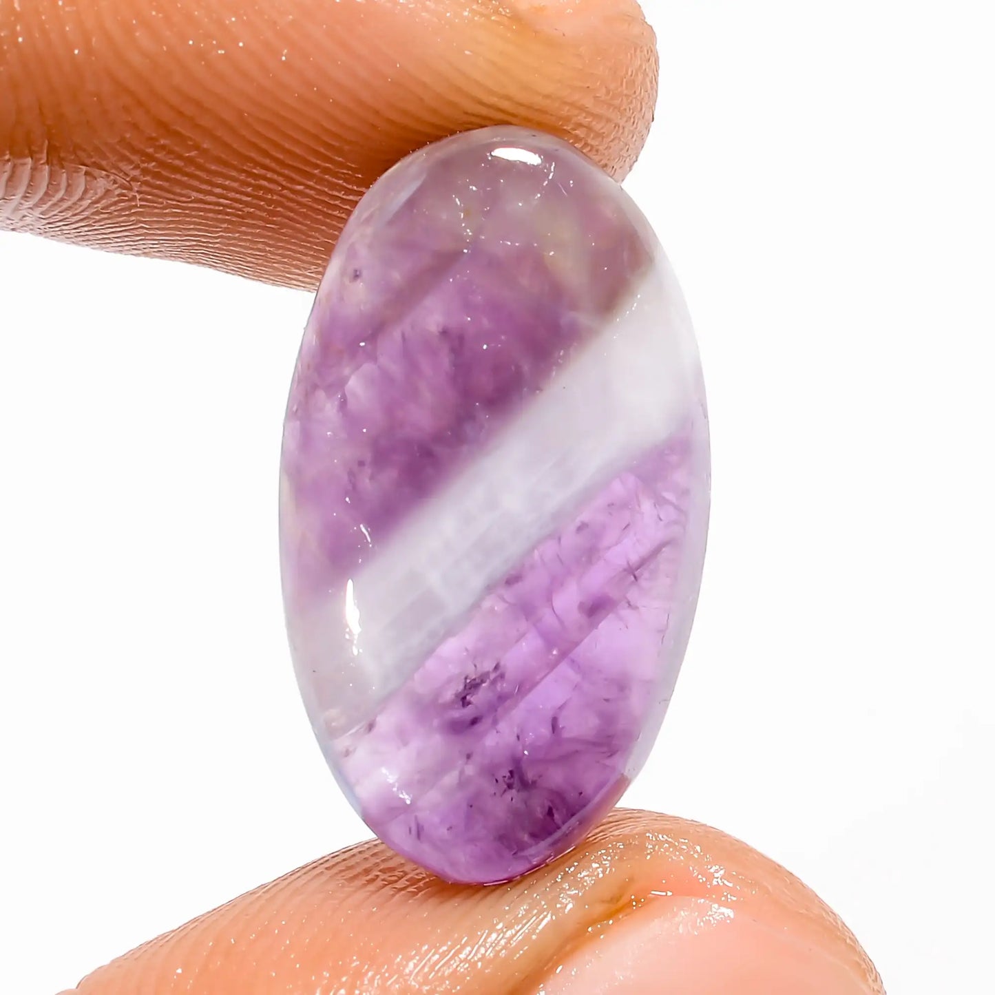 Gorgeous Top Grade Quality 100% Natural Chevron Amethyst Oval Shape Cabochon Loose Gemstone For Making Jewelry 8.5 Ct. 21X12X4 mm V-5680