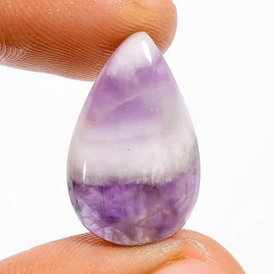 Amazing Top Grade Quality 100% Natural Chevron Amethyst Pear Shape Cabochon Loose Gemstone For Making Jewelry 10 Ct. 21X13X4 mm V-5684