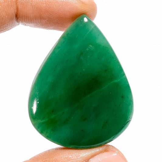 Amazing Top Grade Quality 100% Natural Green Jade Pear Shape Cabochon Loose Gemstone For Making Jewelry 62 Ct. 40X32X6 mm V-5686