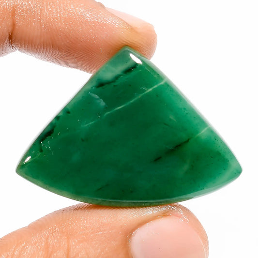 Attractive Top Grade Quality 100% Natural Green Jade Triangle Shape Cabochon Loose Gemstone For Making Jewelry 43.5 Ct. 27X38X6 mm V-5687