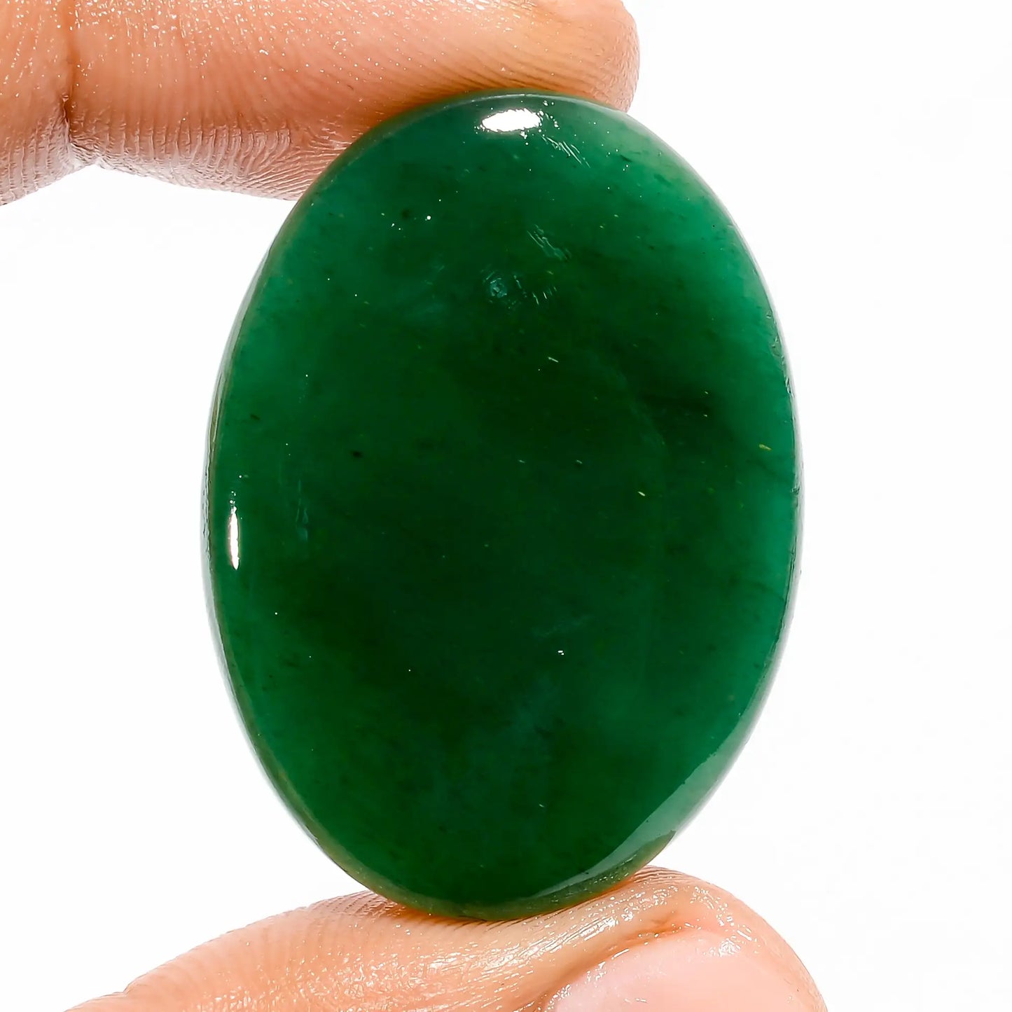 Classic Top Grade Quality 100% Natural Green Jade Oval Shape Cabochon Loose Gemstone For Making Jewelry 45 Ct. 35X25X5 mm V-5690