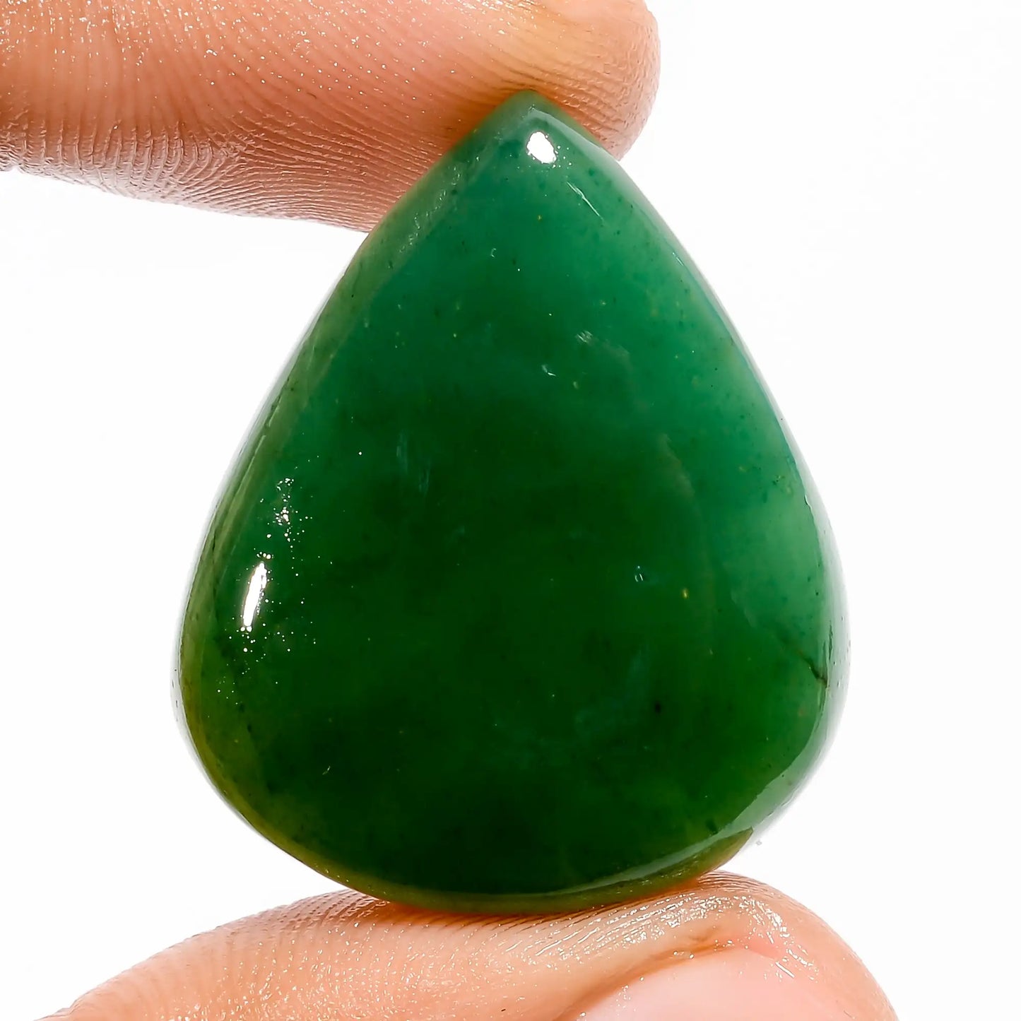 Excellent Top Grade Quality 100% Natural Green Jade Pear Shape Cabochon Loose Gemstone For Making Jewelry 36 Ct. 29X24X6 mm V-5692