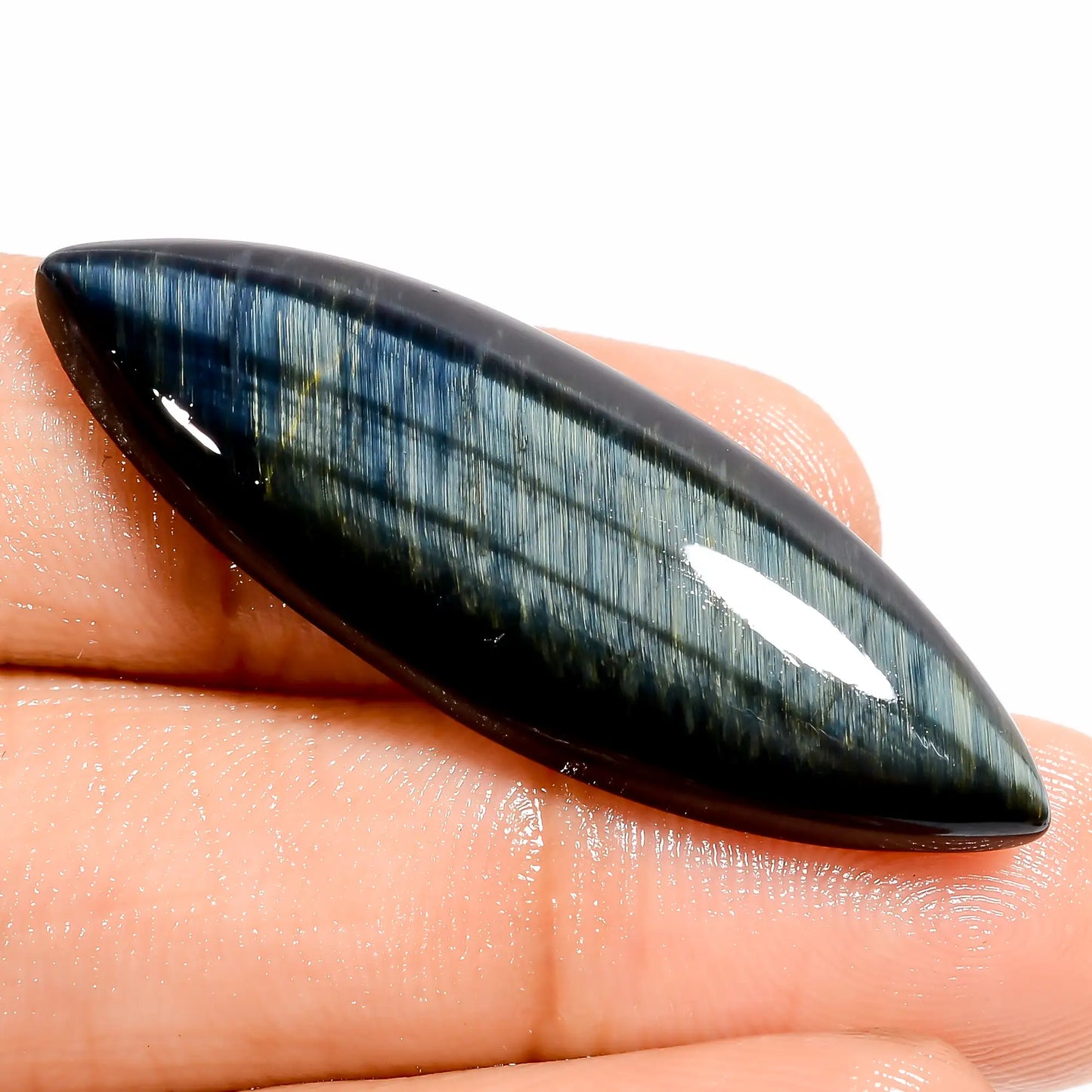 Marvellous Top Grade Quality 100% Natural Blue Tiger Eye Marquise Shape Cabochon Loose Gemstone For Making Jewelry 23 Ct. 40X14X5 mm V-5699