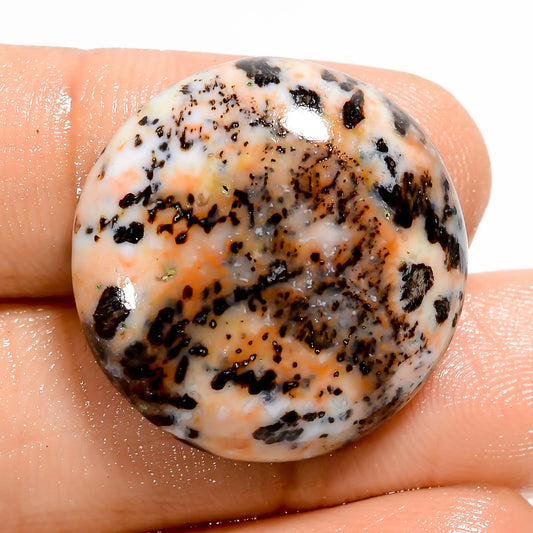 Amazing Top Grade Quality 100% Natural Honey Dendrite Opal Round Shape Cabochon Loose Gemstone For Making Jewelry 27.5 Ct. 23X23X6 mm V-5712