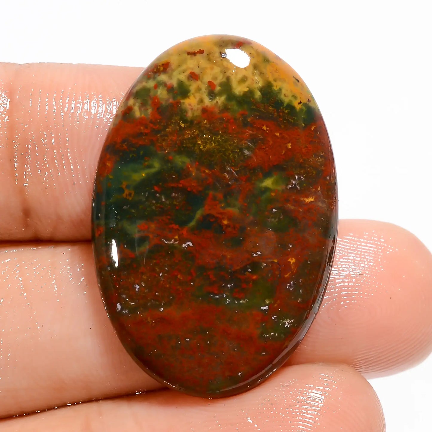 Unique Top Grade Quality 100% Natural Bloodstone Oval Shape Cabochon Loose Gemstone For Making Jewelry 22 Ct. 30X20X4 mm V-5725