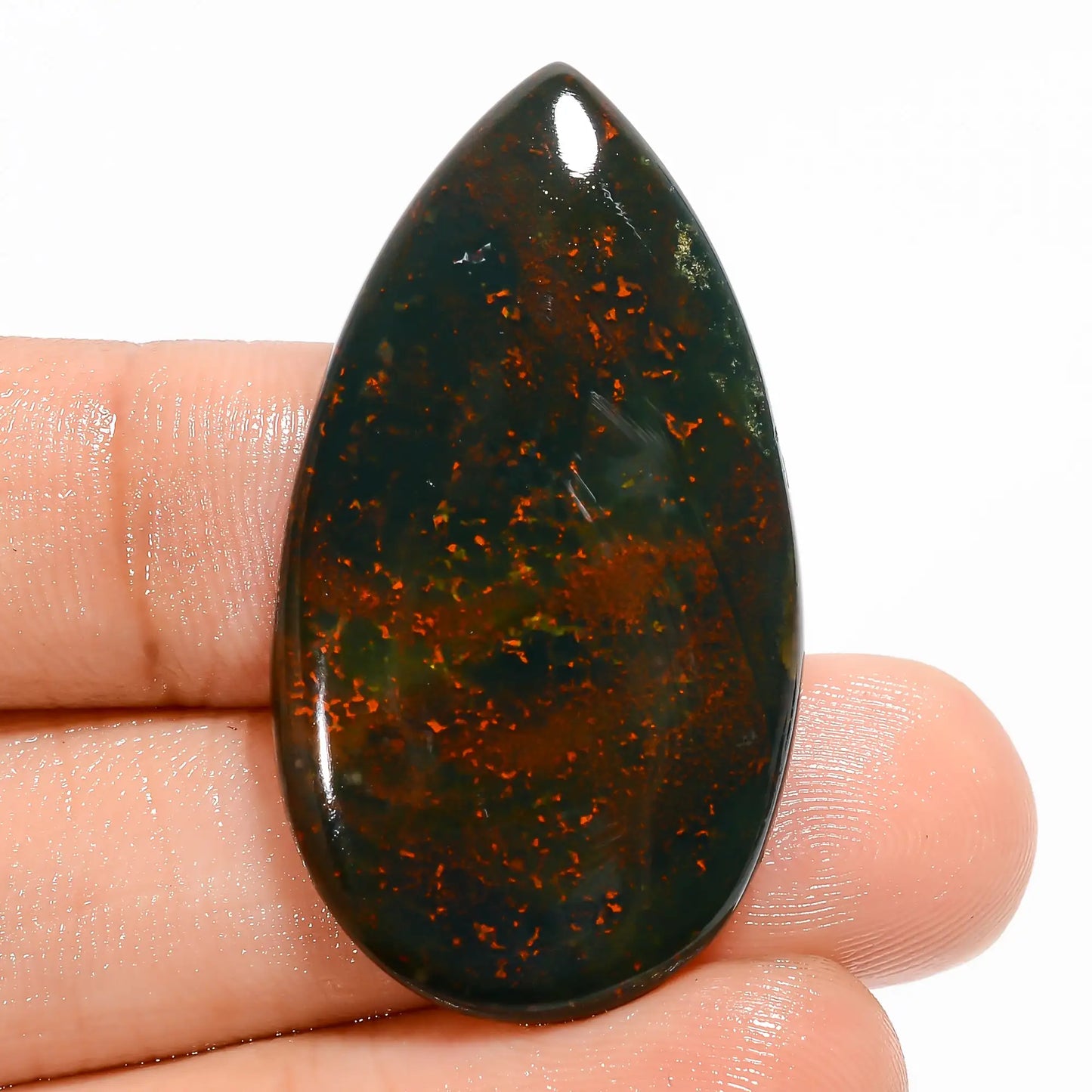 Amazing Top Grade Quality 100% Natural Bloodstone Pear Shape Cabochon Loose Gemstone For Making Jewelry 31.5 Ct. 38X21X5 mm V-5727