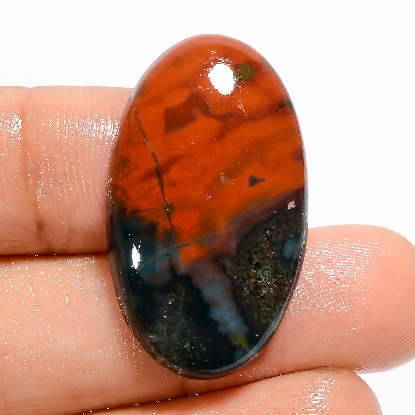 Attractive Top Grade Quality 100% Natural Bloodstone Oval Shape Cabochon Loose Gemstone For Making Jewelry 22.5 Ct. 30X18X5 mm V-5730