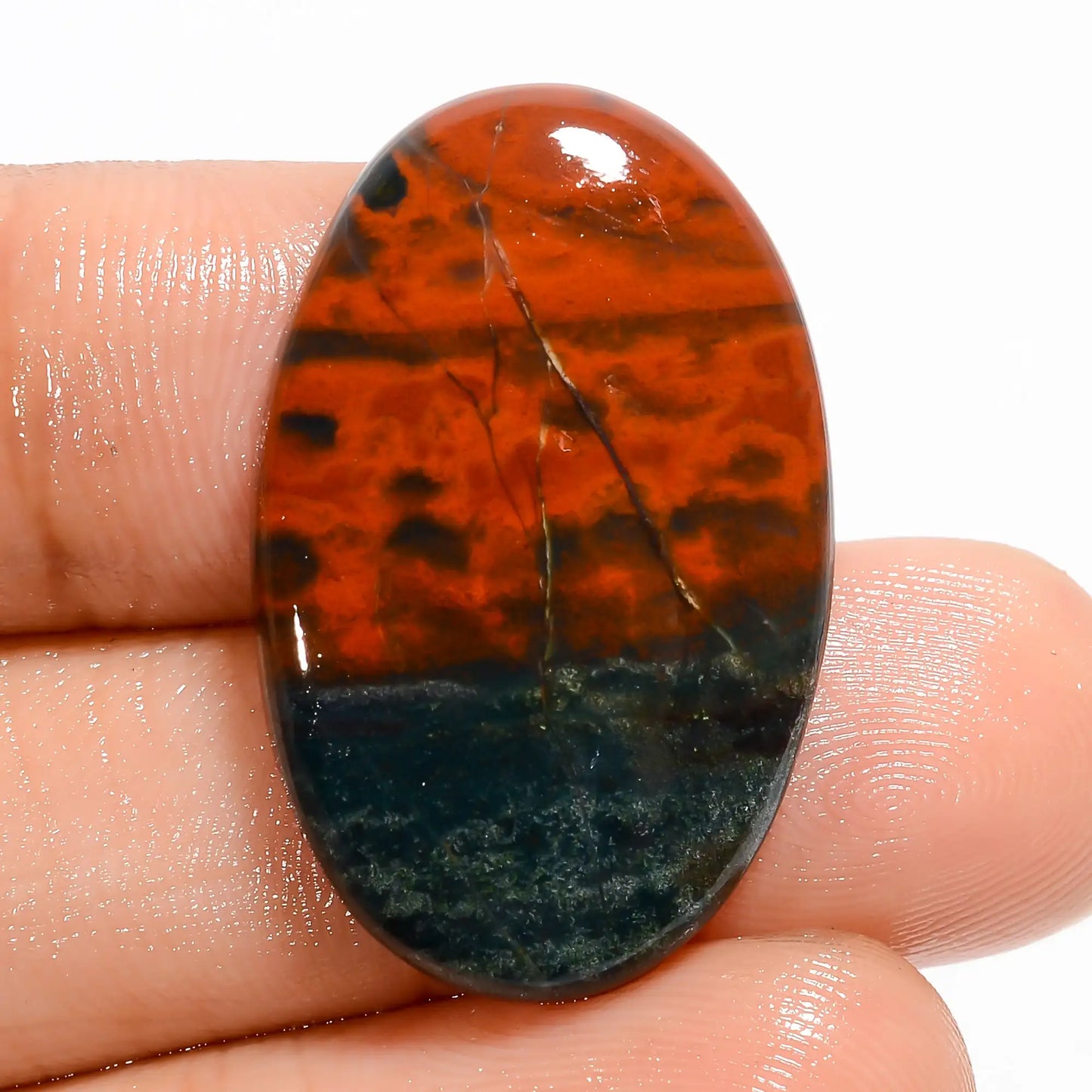 Awesome Top Grade Quality 100% Natural Bloodstone Oval Shape Cabochon Loose Gemstone For Making Jewelry 21 Ct. 28X18X5 mm V-5731