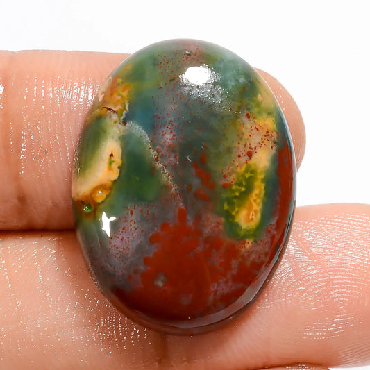 Excellent Top Grade Quality 100% Natural Bloodstone Oval Shape Cabochon Loose Gemstone For Making Jewelry 19.5 Ct. 24X18X5 mm V-5735