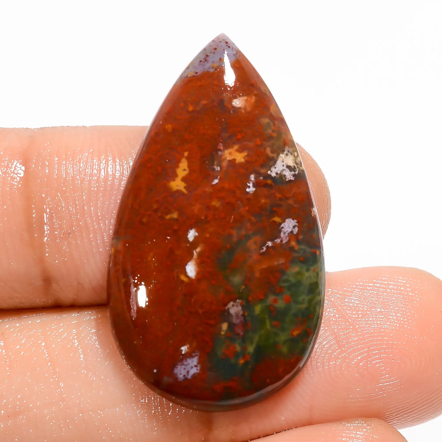 Fantastic Top Grade Quality 100% Natural Bloodstone Pear Shape Cabochon Loose Gemstone For Making Jewelry 18.5 Ct. 31X17X5 mm V-5738