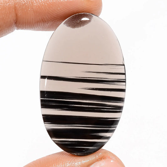 Superb Top Grade Quality 100% Natural Midnight Obsidian Oval Shape Cabochon Loose Gemstone For Making Jewelry 31.5 Ct. 38X23X4 mm V-5746