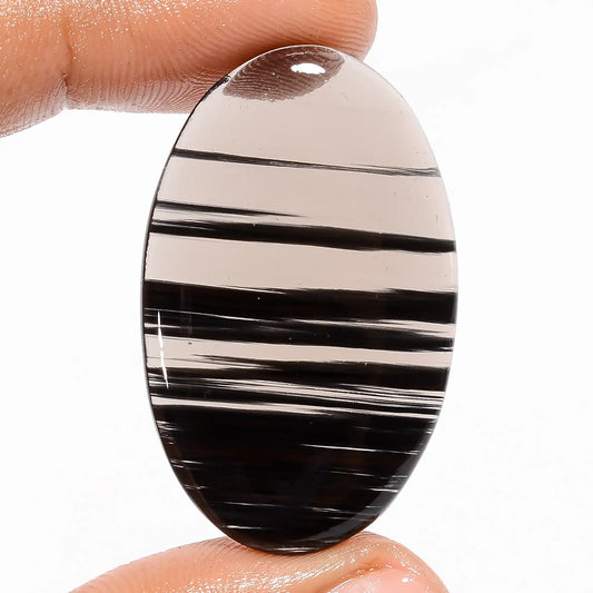 Stunning Top Grade Quality 100% Natural Midnight Obsidian Oval Shape Cabochon Loose Gemstone For Making Jewelry 29.5 Ct. 38X23X4 mm V-5747