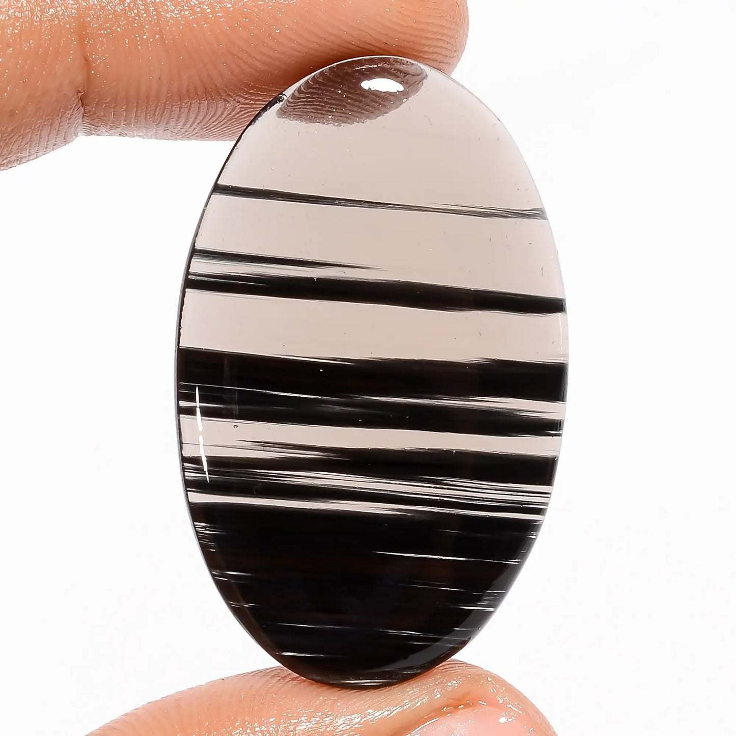 Stunning Top Grade Quality 100% Natural Midnight Obsidian Oval Shape Cabochon Loose Gemstone For Making Jewelry 29.5 Ct. 38X23X4 mm V-5747