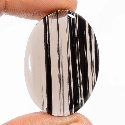 Amazing Top Grade Quality 100% Natural Midnight Obsidian Oval Shape Cabochon Loose Gemstone For Making Jewelry 30.5 Ct. 34X24X4 mm V-5753