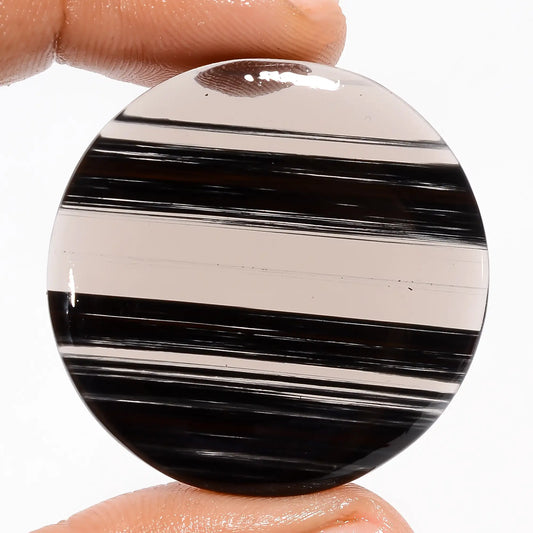 Wonderful Top Grade Quality 100% Natural Midnight Obsidian Round Shape Cabochon Loose Gemstone For Making Jewelry 41.5 Ct. 36X36X4 mm V-5754