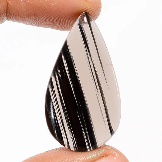 Awesome Top Grade Quality 100% Natural Midnight Obsidian Pear Shape Cabochon Loose Gemstone For Making Jewelry 20 Ct. 34X19X4 mm V-5757