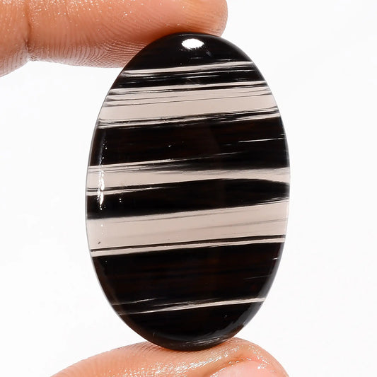 Dazzling Top Grade Quality 100% Natural Midnight Obsidian Oval Shape Cabochon Loose Gemstone For Making Jewelry 34 Ct. 37X24X5 mm V-5760