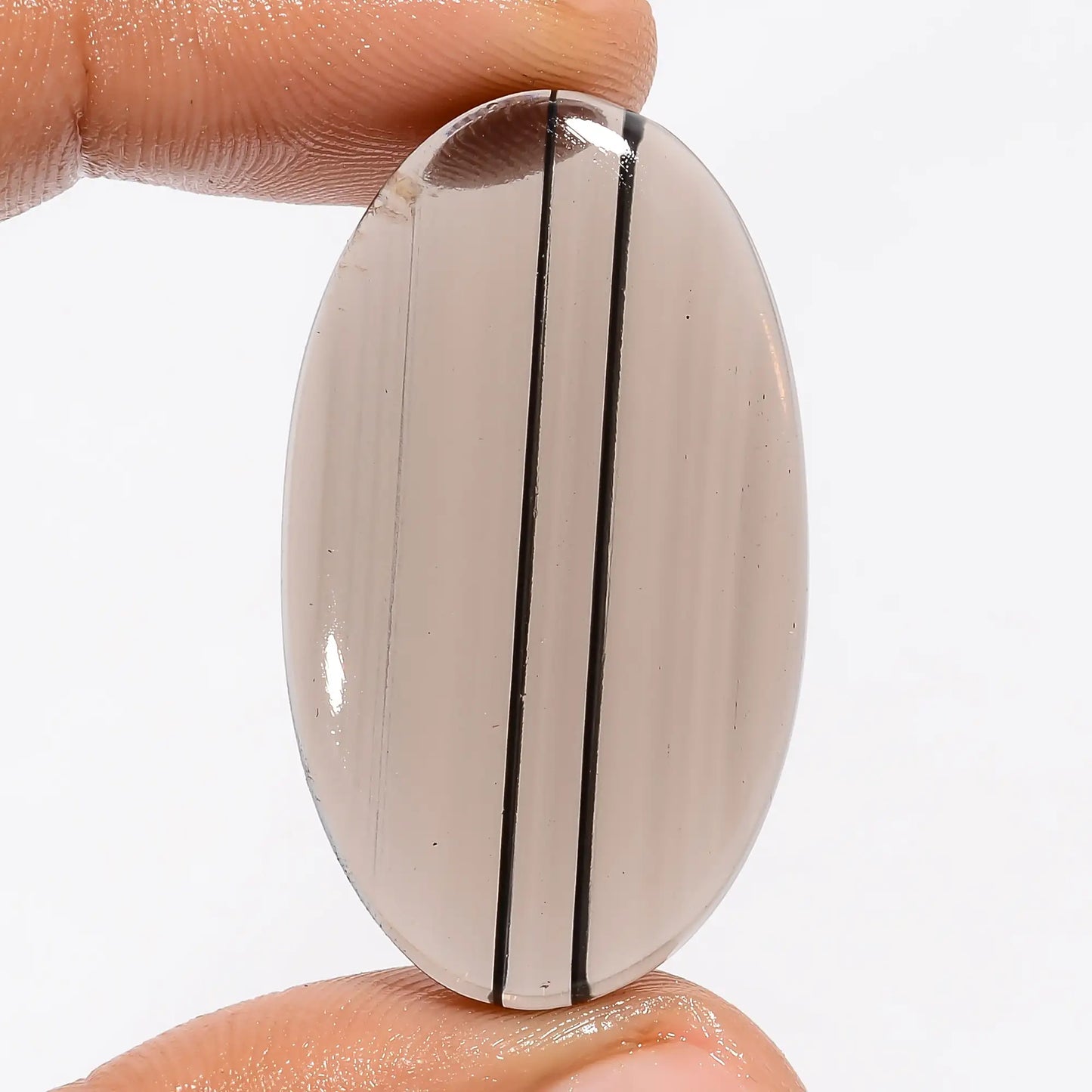 Elegant Top Grade Quality 100% Natural Midnight Obsidian Oval Shape Cabochon Loose Gemstone For Making Jewelry 31.5 Ct. 37X21X5 mm V-5763